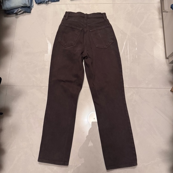 abercrombie and fitch the 90’s straight ultra high rise brown jeans - Picture 3 of 6